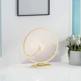 Candle Holders Creative Nordic Iron Art Modern Golden Holder Romantic Candlelight Dinner Decoration Round Simple Home