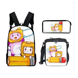 Backpack Cartoon Fashion Classic Cool Funny Box 3D Print 3pcs/Set Pupil School Bags Laptop Daypack Lunch Bag Pencil Case