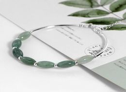 Ruifan 925 Sterling Silver Bracelets Ladies Natural Green Jade Oval Waterdrop Lucky Bead Charms Women039s Bracelet Jewelry YBR08904353