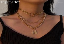 Multilayer Lock Chain Necklace Pendants Women Men Punk Chunky Thick Choker Necklaces Jewellery Neck Aesthetic Accessories13332306