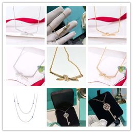 Fashion Jewellery brand designer necklace: round four leaf key, rope knot, touch eye, set with Moissanite 14K Bohemian style necklace