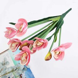 Decorative Flowers Exquisite Simulation Flower Realistic Fake Wedding Pography Art Cymbidium Living Room Supply