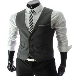 2019 Modest Black Vest Single Breasted Groom Vests British Style Men's Suit Vests Slim Fit Men's Dress Vest Wedding Waistcoat 215w