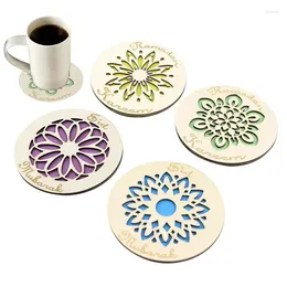 Table Mats Round Wooden Cup Coffee Mug Coasters Heat Resistant Square Drink Mat Drinks Holder For DIY Tableware Home