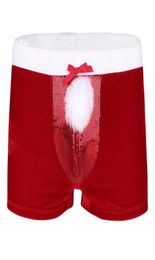 Underpants Red Mens Lingerie Velvet Christmas Holiday Santa Claus Party Costume Boxer Shorts Male Flannel Underwear Panties Cospla2298362