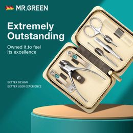 MR.GREEN Manicure Set Colour Contrast sets Nail Clippers Cutter Tools Kits Stainless Steel Pedicure Travel Case for man woman 240510