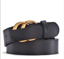 Fashion men women belt women G high quality large gold buckle leather black and white Colour for4 gold men box belt cowhide be2051884