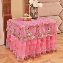 Table Cloth Princess Lace Bedside Cabinet Cover - Dust Proof Quilted For Bedroom (1pc)