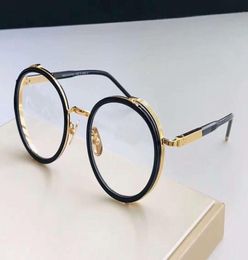 Fashion Round Eyewear Glasses Frame Black Gold Frames Eyeglasses Optical Mens New wth box5615042