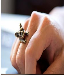 Ocean New Fashion 3 Colour Vintage antique Hippie Chic Dog open size Ring Cute Animal Ring factory prfine Jewellery J011 ps11959660760