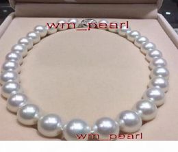 17quot1315mm REAL Natural south sea round white pearl necklace 14K93669274659248