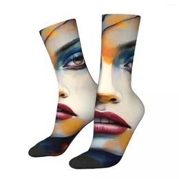 Women Socks Lady Face Autumn Art Of A Woman Stockings Elegant Unisex High Quality Graphic Climbing Anti Skid