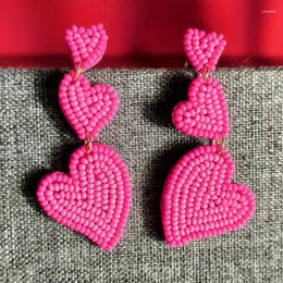 Dangle Earrings Girlgo Beaded Heart/ LOVE Design Bohemian Cute Style Trendy Mother's Day Gift