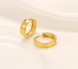 9 k THAI BAHT GF Yellow Solid Fine Gold Huggies Hoop Earrings Women039s Square Tube NEW1470773