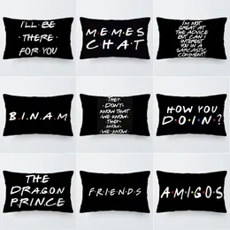 Pillow Simple Letters Cover Black One Side Print Case Friendship Alphabet Motto Sofa Office Home Pillowcase 30x50cm