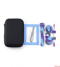 Silicone Collector NC Kit Set with Titanium Nail Dabber Tool Silicon Cap Holder Wax Container Mat Zipper Case Concentrate DHL3256203