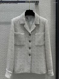 Women's Jackets Fashion Designer Office Lady Autumn Grey Overcoat Ulster Collar Pocket Long Sleeve Straight Barrel Jacket