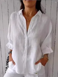 Women's Blouses Loose Cotton Linen Shirts For Women Fashion Tie-back Lace-up Button And Tops 2024 Spring Summer Elegant Shirt