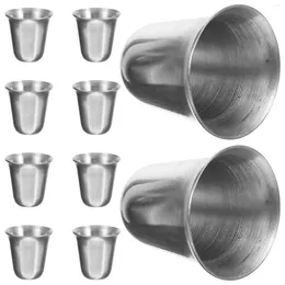 Wine Glasses 10pcs Portable Stainless Steel Cup Stackable Religious Church Communion Cups