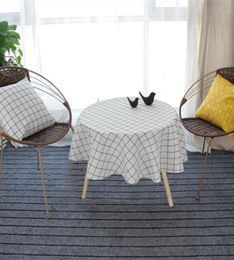 Nordic Polyester Cotton Round Table Cloth Color Yellow Rice Word Gray Arrow Cotton and Linen Printing Tablecloth Custom6164171