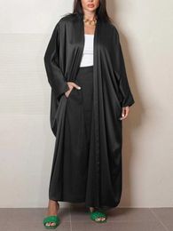 Ethnic Clothing Bat Slve Modest Kaftan Black Navy Advanced Fashion Muslim Dubai Arab Party Abaya Cardigan Robe Corban Eid Al Adha Stylish T240510VD0D
