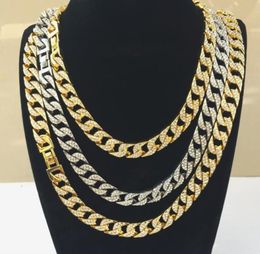Mens Gold Miami Cuban Link Chains Fashion Hip Hop Iced Out Chain Hiphop Necklace Jewelry7922752