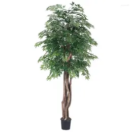 Decorative Flowers Artificial Ming Aralia Executive In A Black Plastic Pot - Real Dragonwood Trunks Lifelike Home Office Decor Faux Indoor