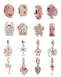 New 925 Sterling Silver Fashion Pendant for Original Jewelry Exquisite Rose Gold Lucky Clover Pendant Flower Collection Beads4952329