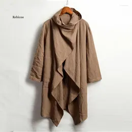 Ethnic Clothing European And American Men's Windbreaker Mid-Length Cloak Cardigan Long-Sleeved Men Irregular Jacket Trend 2024 Spring