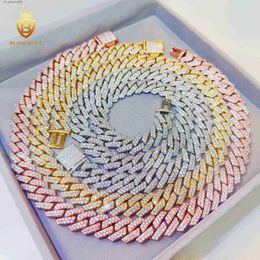 Blingdiam Jewellery hip hop cuban chain necklace 15mm Copper 2Rows 5A+ CZ diamond cuban link chain for men