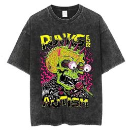 PUNKS FOR AUTISM Gothic Graphic Print T Shirt Y2k High Street Fashion Rock Men Women T-shirt Cotton Vintage Oversized Black Tees 240511