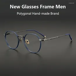 Sunglasses Frames 2024 Italian Handmade Brand Glasses Frame Polygonal Retro Full Men WomeEyewearn Reading