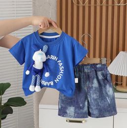 Clothing Sets Summer Boys Cartoon 1-5 Years Clothes For Kids Baby Cute Print O-neck T-shirts Tops And Shorts Two Piece Toddler Outfits