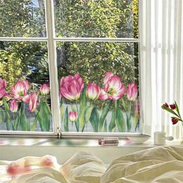 Window Stickers 1pc Colorful Floral Sunflower Printed Static Film Washroom Bedroom Privacy Glass Sticker Home Decorative