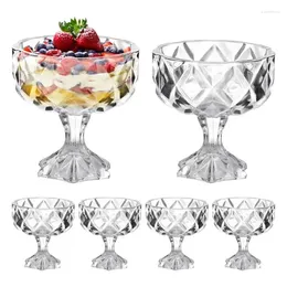 Bowls 6PCS Glass Dessert 9.5oz Footed Crystal Trifle Clear Cups For Cakes Ice Cream Sundaes Milkshakes Desserts