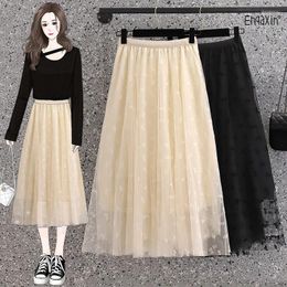 Skirts EHQAXIN Elegant Womens Skirt Spring Summer Sweet Bow A-Line Casual Versatile Super Fairy Mesh Temperament Ladies L-4XL