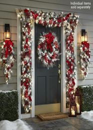 Decorative Flowers Wreaths 2021 Christmas Wreath Outdoor Xmas Decorations Signs Home Garden Office Porch Front Door Hanging Garl6958961