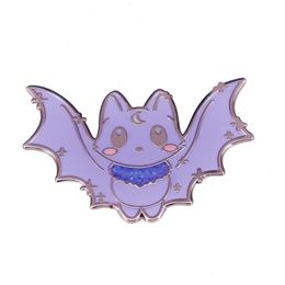 Twinkle Baby Bat Enamel Pin Glitter Whitch Moon Cat Brooch Cute Spooky Halloween Gothic Fashion Jewelry Gift