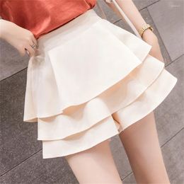 Skirts 2024 Spring Loose Korean Mini Fashion Elastic Waist Casual Solid Color Irregular Ruffles Female Women Clothing