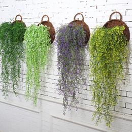 Decorative Flowers 1/2pcs Wall Mounted Osier Rattans Plant Plastic Wicke Bracketplant Vine Fake Greenery For Home Artificial