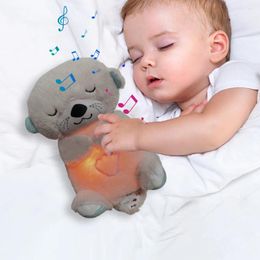 Party Favour Baby Breathing Bear Soothing Plush Doll Toy Kids Music Sleeping Companion Sound And Light Gift