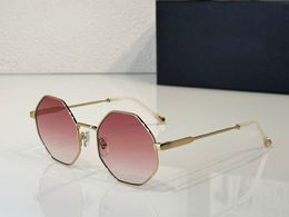 Polygons Sunglasses Gold Metal Frame Pink Grey Shaded Women Designer Sunglasses Men Glasses Summer Shades Sunnies Lunettes de Soleil UV400 Eyewear