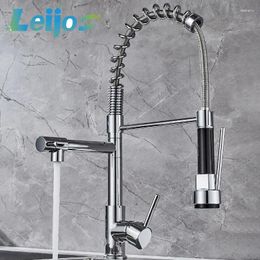 Kitchen Faucets Black Faucet Commercial With Sprayer Single Handle Hole Spring Sink Matte