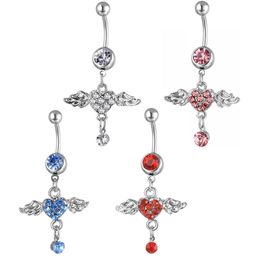 D05671 4 colors Clear Nice style belly ring Purple color Angel as imaged piercing body jewlery navel jewelry2586229