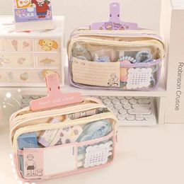 Storage Bags Large Capacity Desktop Pouch Transparent Korean Style Stationery Bag Waterproof Multi-layer Pencil Cases