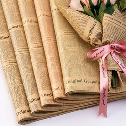 Gift Wrap 10 Sheets Per Pack Vintage English Spaper Kraft Paper Brown Outer Wrapping For Packaging