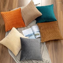 Pillow Velvet Embossed Scissor Stripe Solid Colour Cover Case Home Decorative Sofa Bedroom Throw Decoration 45x45cm