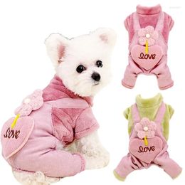 Dog Apparel Winter Warm Clothes Fashion Jumpsuit Cute Print Puppy Pyjamas Floral Cat Jumpsuits Pet Kitten Overalls Chihuahua