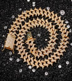 Hip Hop Prong Cubic Zirconia Bling Iced Out Thorns Cuban Miami Link Chain Choker Necklaces Diamond Curb Chains for Men Guys Rapper2220965