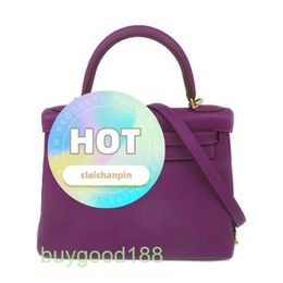 Top Ladies Designer Akeilly Bag GHW 28 2way Shoulder Bag Togo Leather Anemone Purple